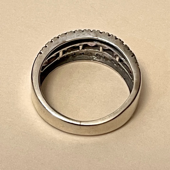 🎉HP 🎉 14K White Gold Pink Sapphire Diamond Band Ring - signed! - Picture 4 of 9